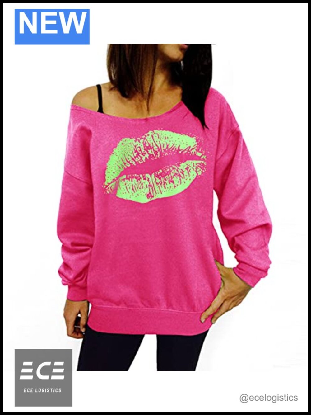 Women's Off Shoulder 80s Sweatshirt Slouchy Tunic Top Long Sleeve